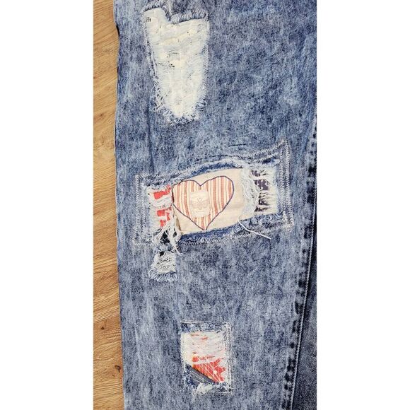 Boho patched plus size jeans lace 16 18 reworked upcycled patchwork diy eclectic - Picture 12 of 16